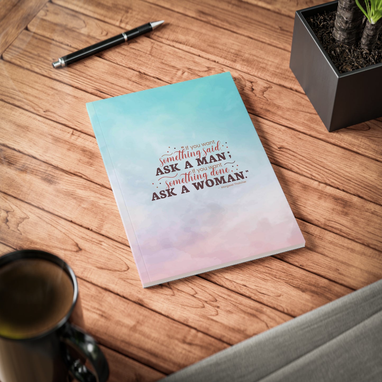 Ask A Woman Pink/Blue Paperback Journal