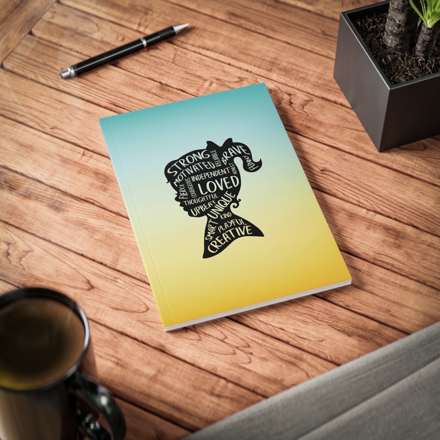 Strong, Independent, Unique Yellow/Blue Paperback Journal