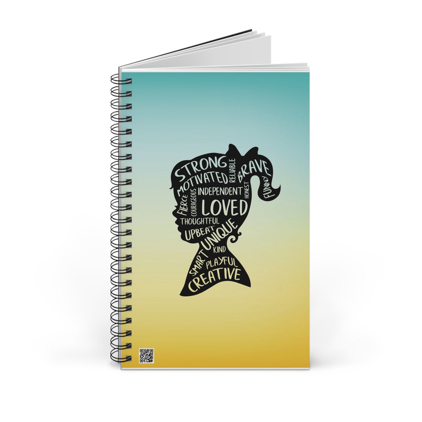 Strong, Independent, Unique Yellow/Blue Spiral Notebook