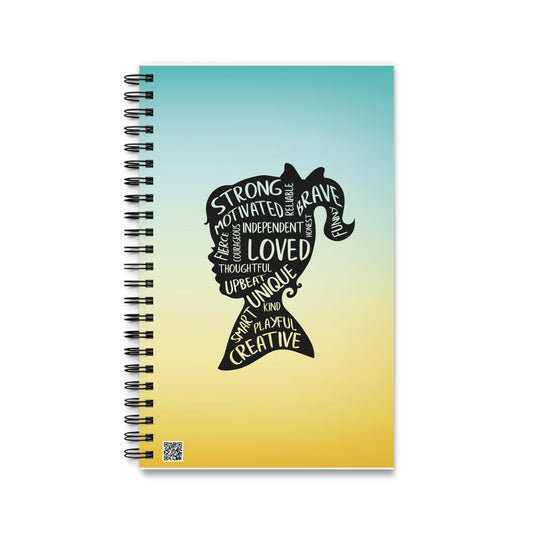 Strong, Independent, Unique Yellow/Blue Spiral Notebook