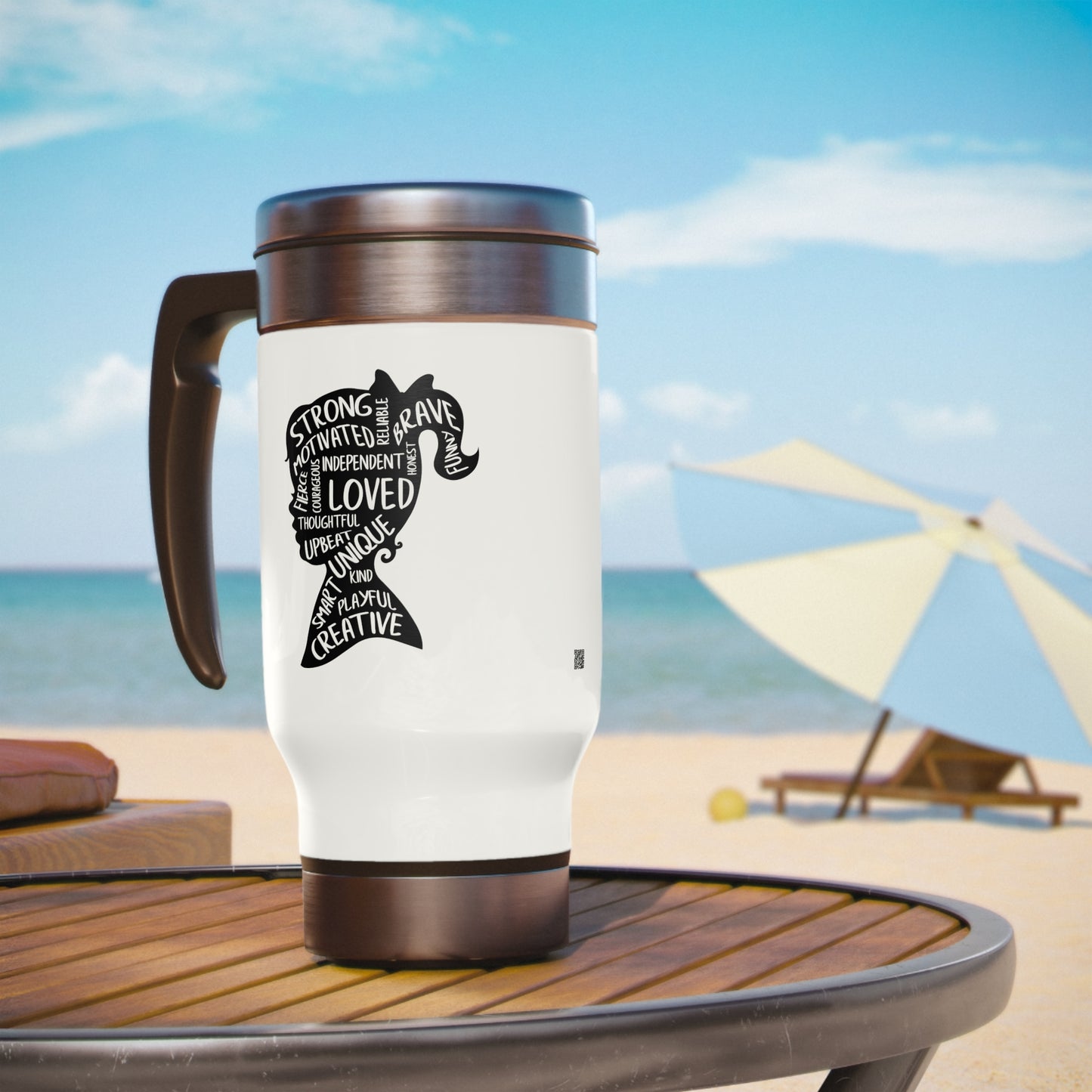 Strong, Independent, Unique Stainless Steel Travel Mug with Handle