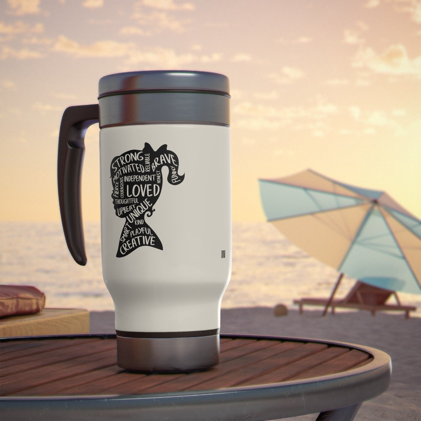 Strong, Independent, Unique Stainless Steel Travel Mug with Handle