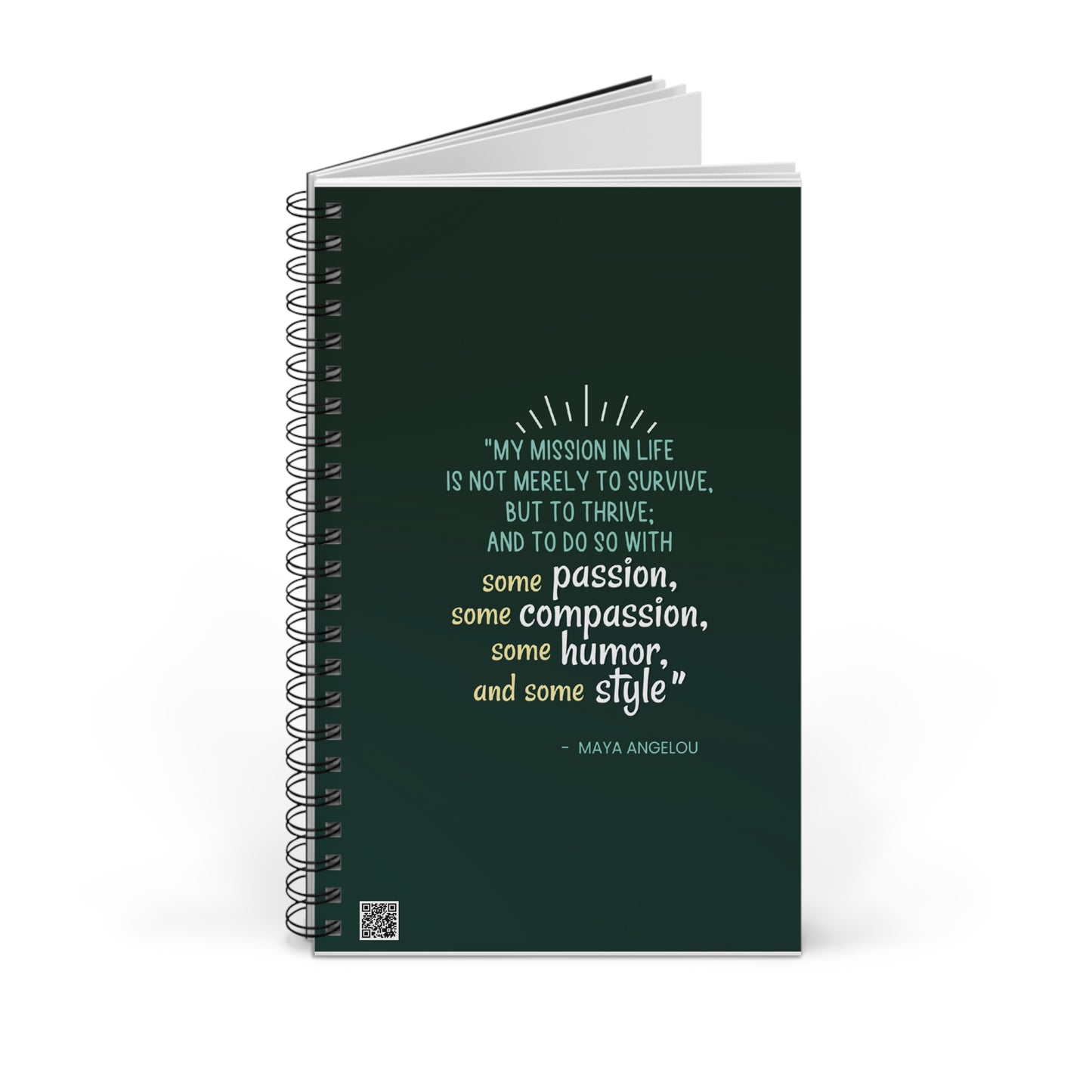 Passion, Compassion, Style and Humor Emerald Spiral Notebook