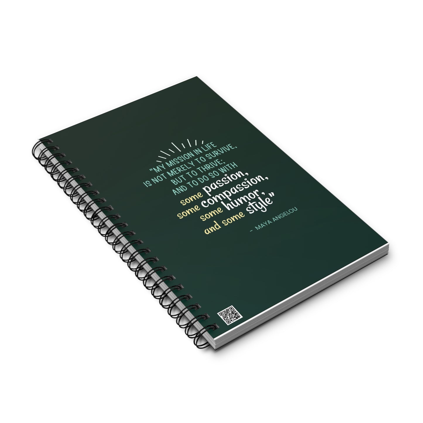 Passion, Compassion, Style and Humor Emerald Spiral Notebook