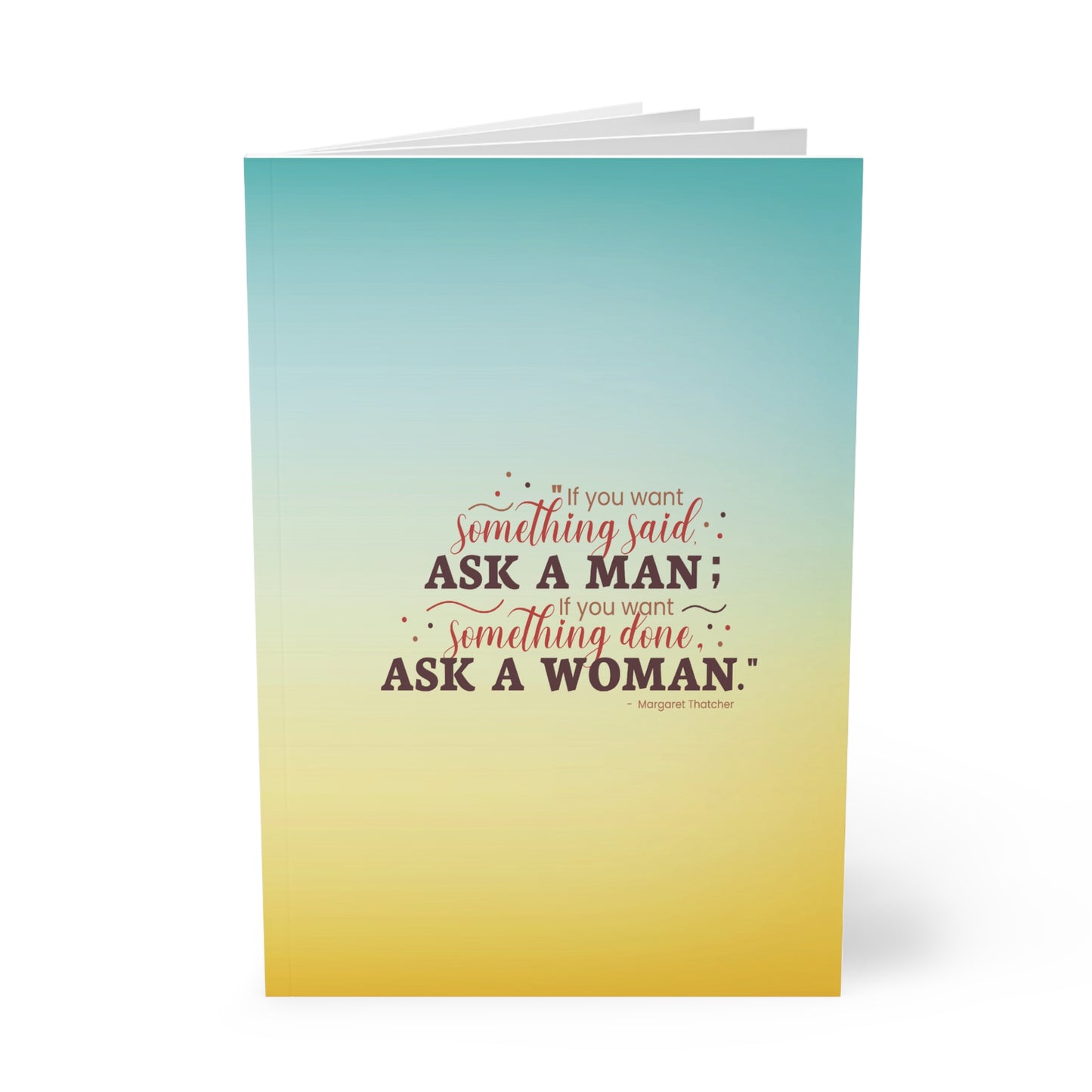 Ask A Woman Yellow/Blue Paperback Journal