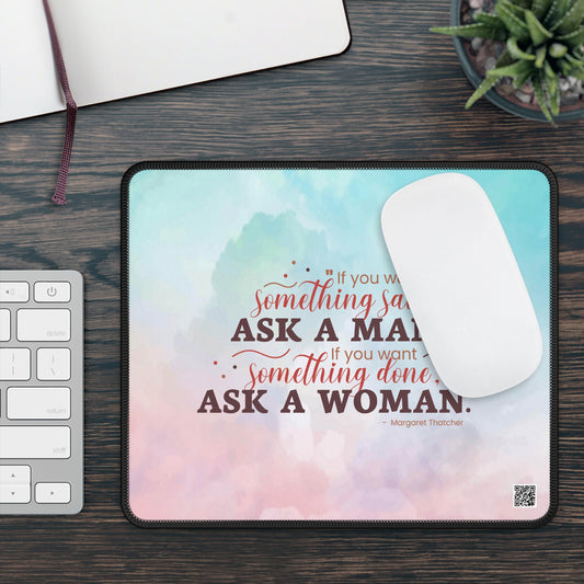 Ask A Woman Pink/Blue Mousepad