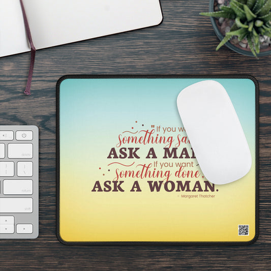 Ask A Woman Yellow/Blue Mousepad