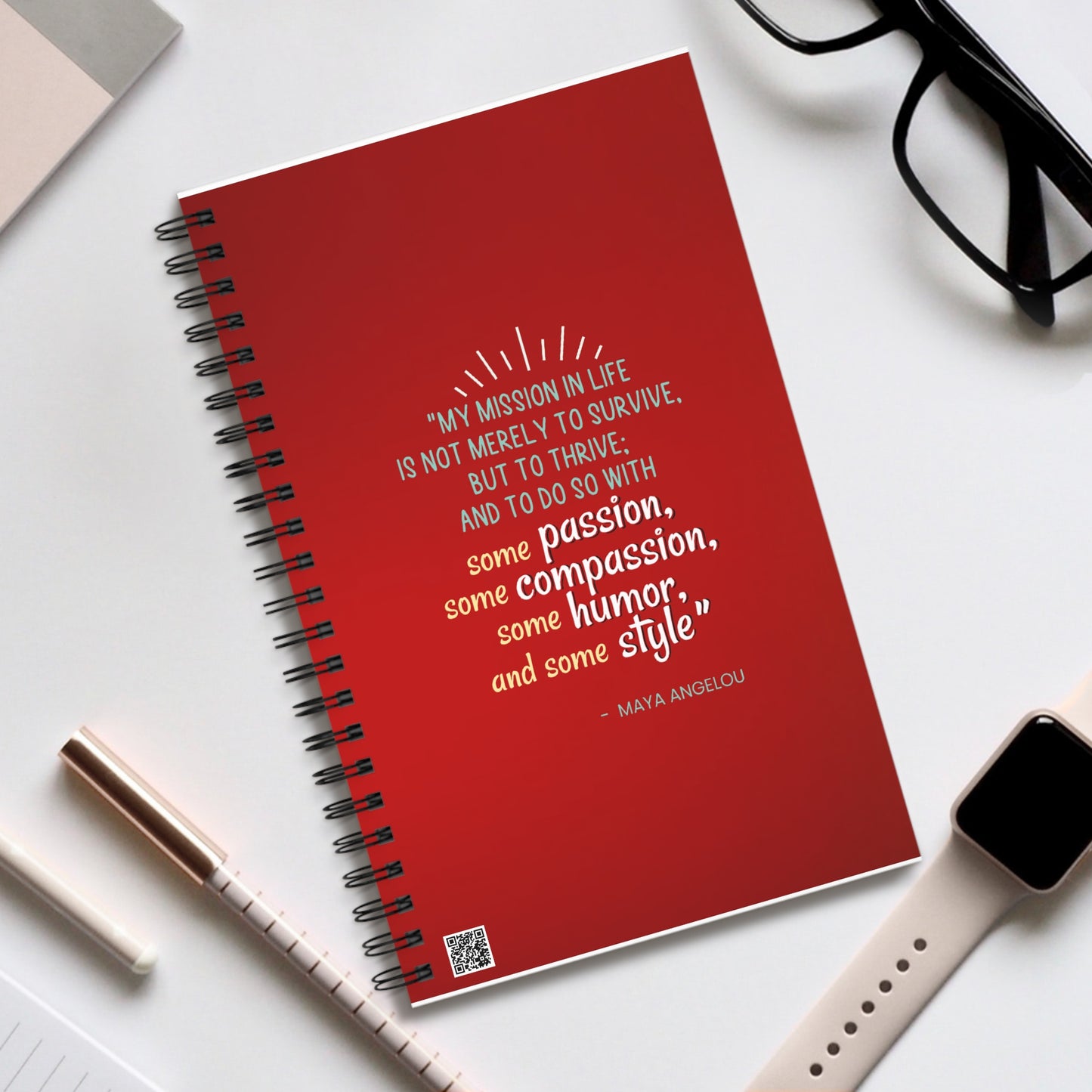 Passion, Compassion, Style and Humor Ruby Spiral Notebook