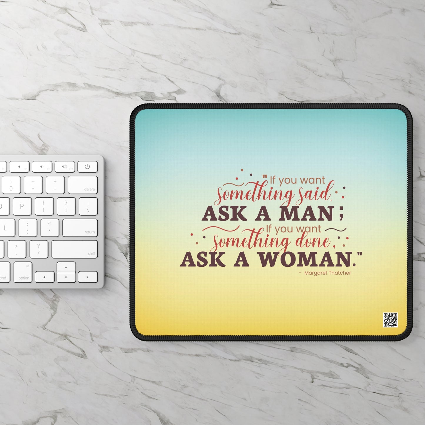 Ask A Woman Yellow/Blue Mousepad